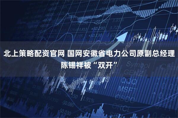 北上策略配资官网 国网安徽省电力公司原副总经理陈锡祥被“双开”
